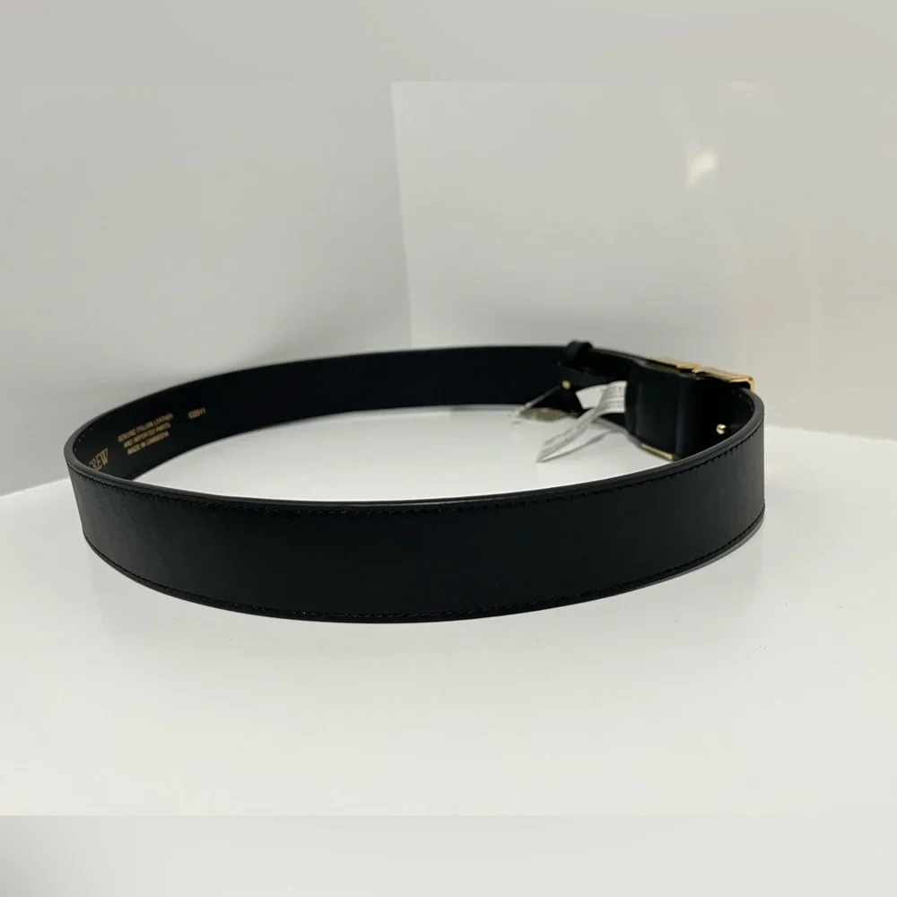 NEW J. Crew double gold buckle black leather belt size medium CG311 $89.50 - Picture 9 of 13